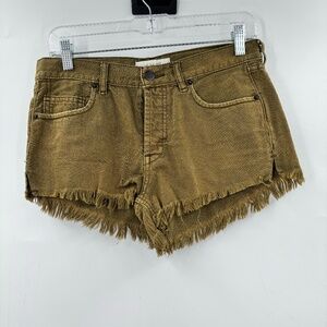 Free People Mid Rise Frayed Hem Olive Green Shorts Size 26